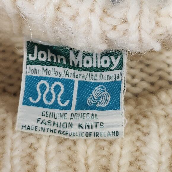 VTG John Molloy 100% Wool Mens XL? Cableknit Ireland Fisherman Crewneck Sweater - Picture 7 of 14